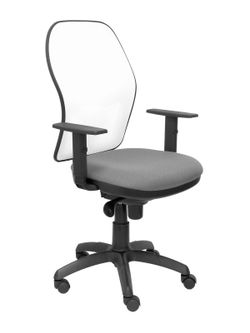 Silla Operativa de oficina modelo  Jorquera malla blanca asiento gris claro