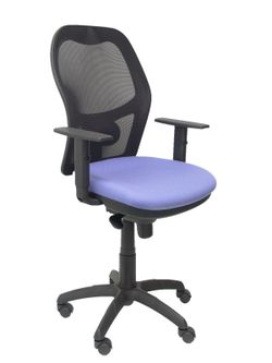 Silla Operativa de oficina modelo  Jorquera malla negro asiento azul claro