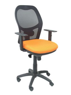 Silla Operativa de oficina modelo  Jorquera malla negro asiento naranja