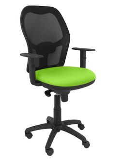 Silla Operativa de oficina modelo  Jorquera malla negro asiento verde pistacho