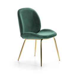Silla Terciopelo Verde con Patas Doradas, 48x60x85,5 cm