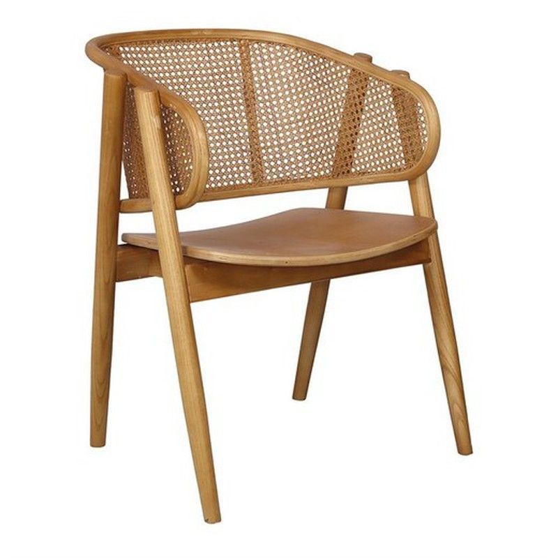Silla Yumak de Madera y Ratán Marrón,53x43x80cm
