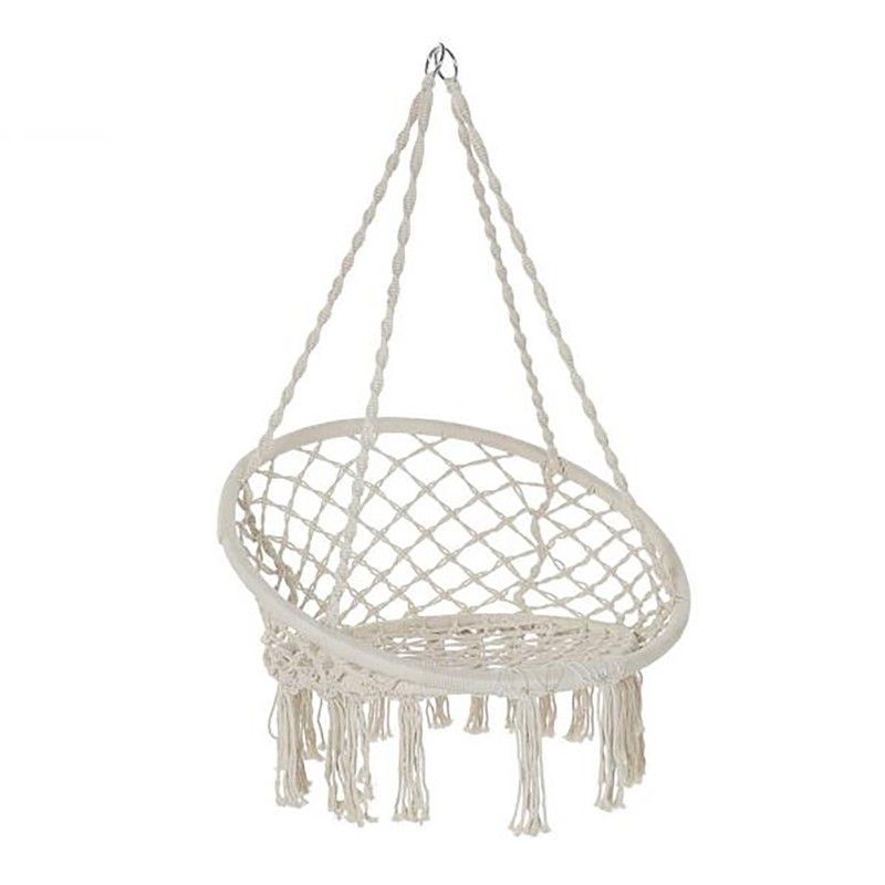 Sillas Colgante de Exterior de Algodón y Acero Beige, 80x63x120 cm