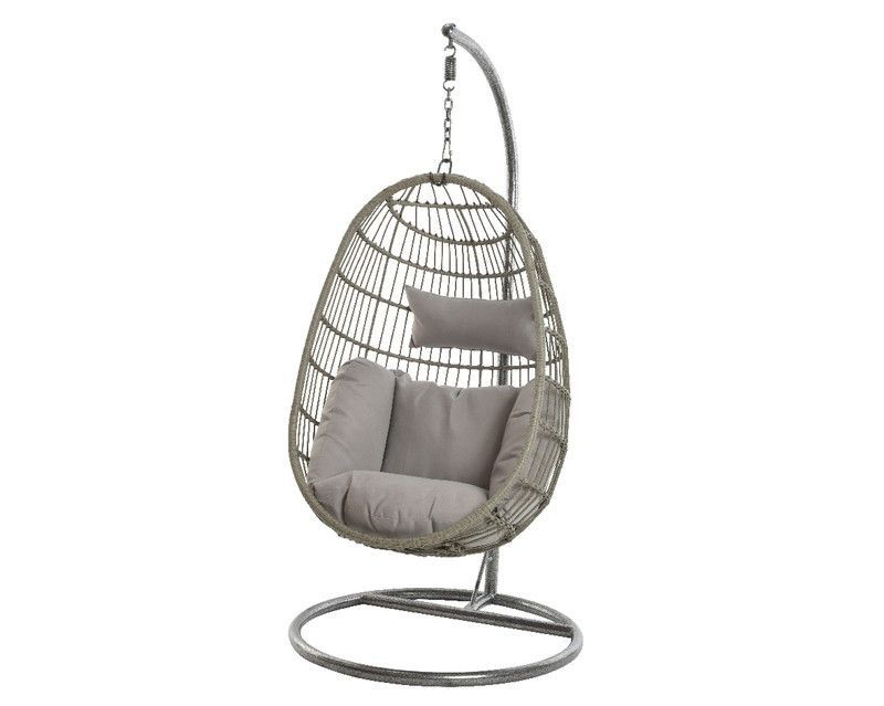 Sillón colgante de mimbre gris