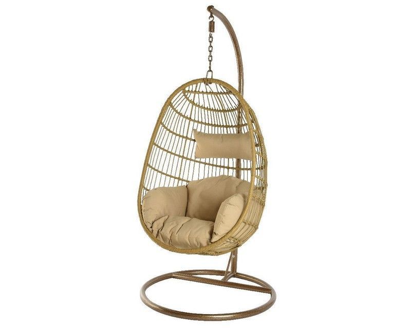 Sillón colgante de mimbre marrón / beige