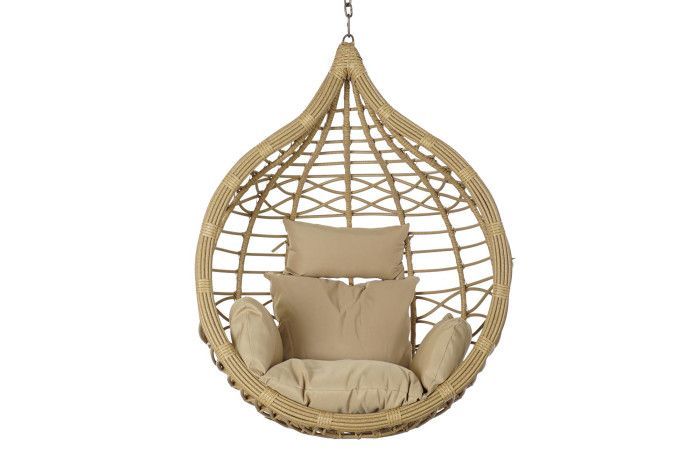 Sillon colgante de ratan sintetico marrón claro