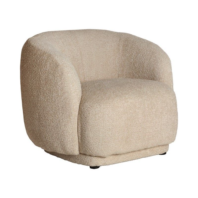Sillón de algodón bouclé en crema, 87 x 90 x 76 cm | Bouclé Privas