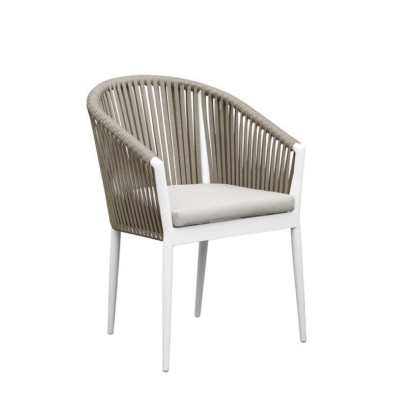Sillón de jardín de aluminio y cuerda en blanco y beige, 57 x 59 x 81 cm | Ukiak