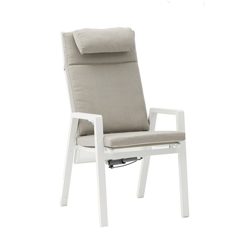 Sillón de jardín de aluminio y tejido en blanco, 74 x 60 x 112 cm | Albury