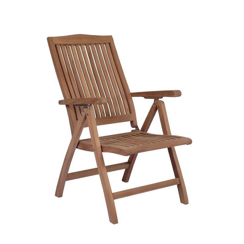 Sillón de jardín reclinable de madera de teca en miel, 62 x 75 x 111 cm | Naga