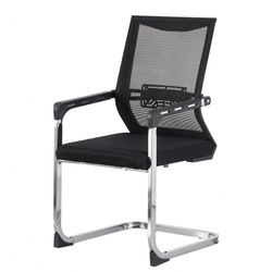 Sillón de oficina de malla y metal en color negro, 55 x 50 x 95 cm | Flers