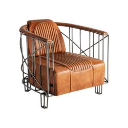 Sillón de piel en marrón, 71 x 76 x 73 cm | Chaize