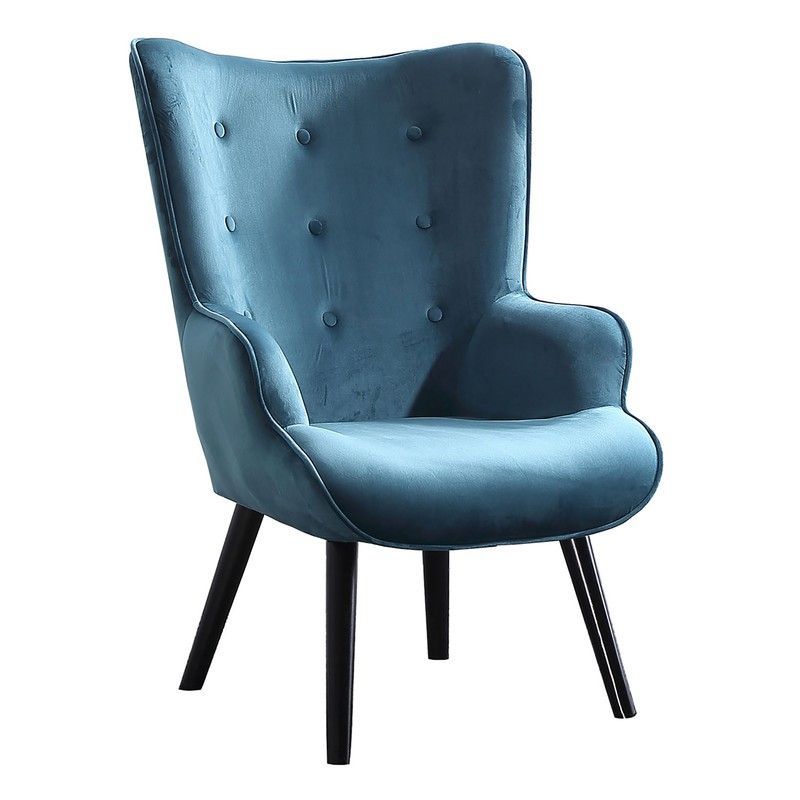 Sillón de tejido y madera aguamarina/negro, 71 x 75 x 95 cm | Voss