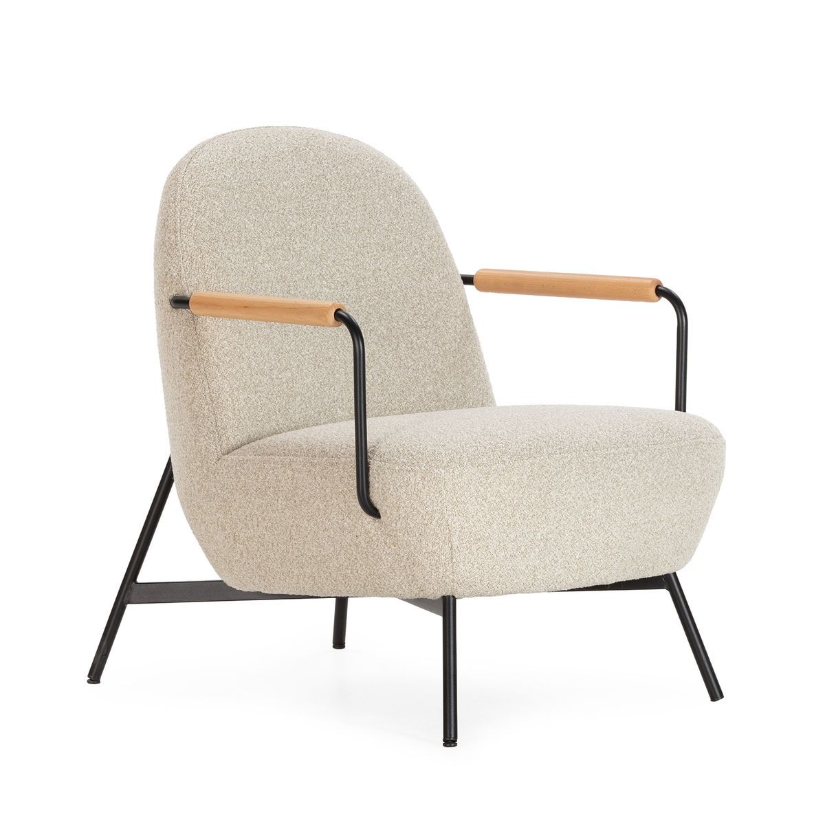 Sillón de tejido y metal en beige, 79 x 67 x 79 cm | Regi