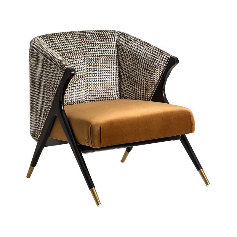 Sillón de terciopelo con estampado dorado, 68 x 77 x 78 cm | Brillón