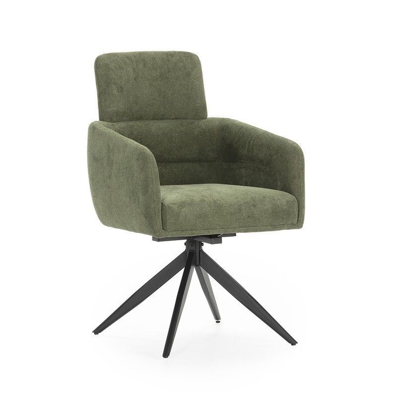 Sillón giratorio, 57,5 x 63 x 92,5 cm, de tejido en verde | Colección Aixa