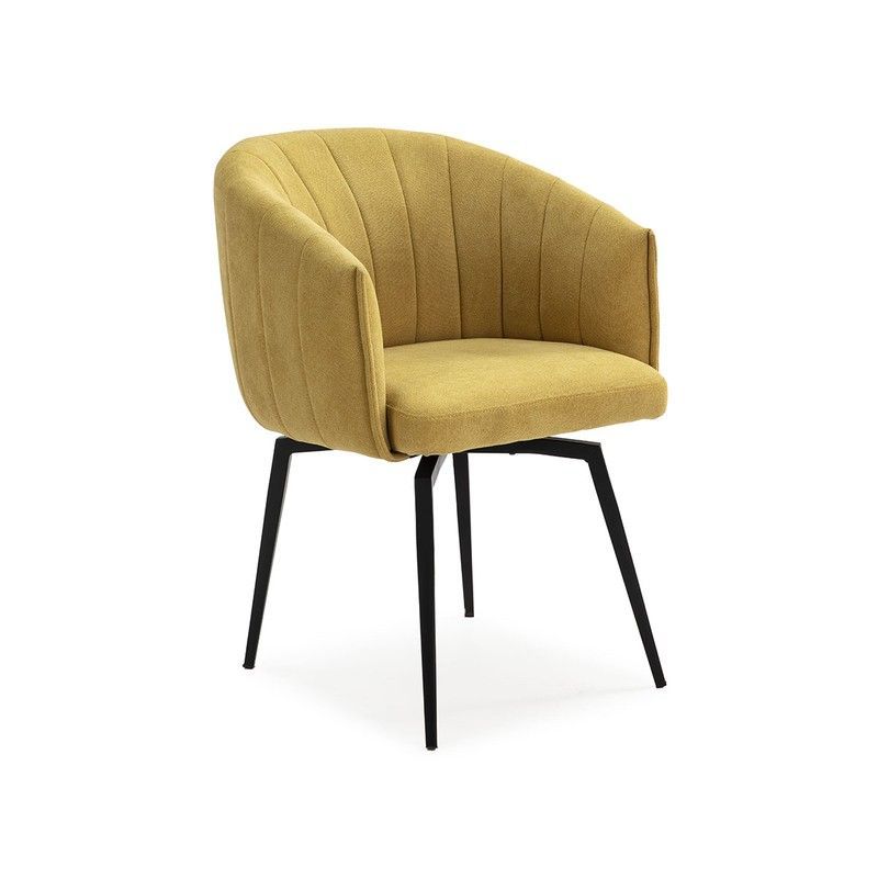 Sillón giratorio de tejido  en mostaza, 60 x 60 x 81 cm | Enka