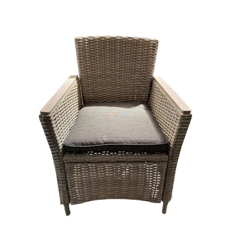 Sillón para jardín, 65 x 68,5 x 93,5 cm, de acero y ratán sintético en beige | Colección Turín
