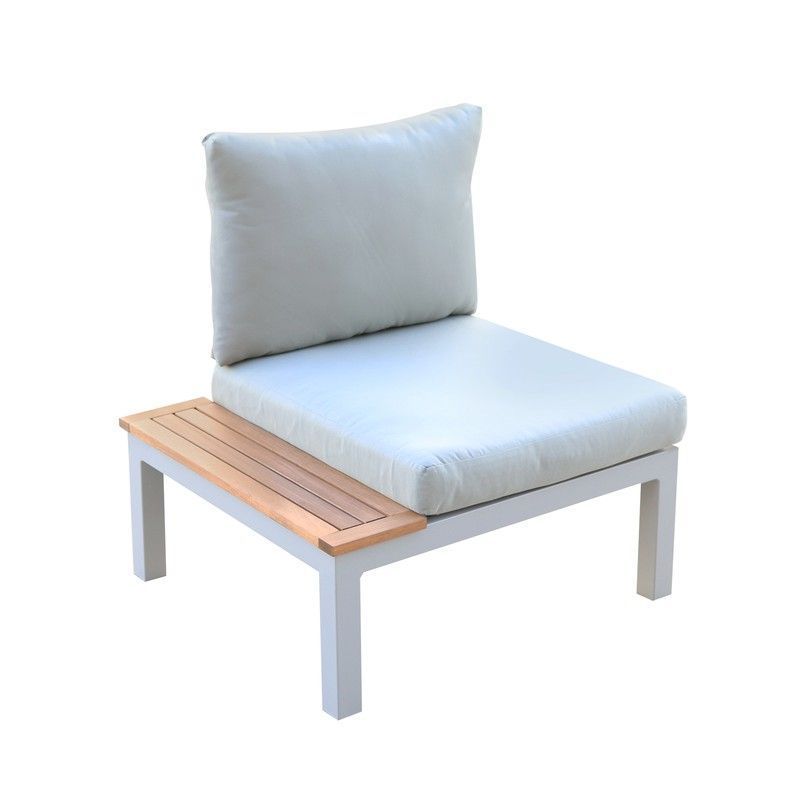 Sillón para jardín, 78,2 x 76,6 x 73 cm, de aluminio en gris y natural | Colección Bérgamo