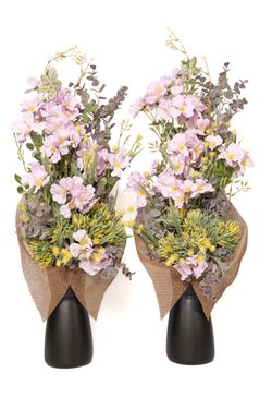 Silvestre ramo de flores artificiales para cementerio en color rosa