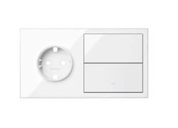 Simon 100 Kit frontal 1 base enchufe schuko + 1 tecla individual blanco brillante