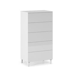 Sinfonier de 5 cajones en blanco brillo,  61 x 40 x 117 cm