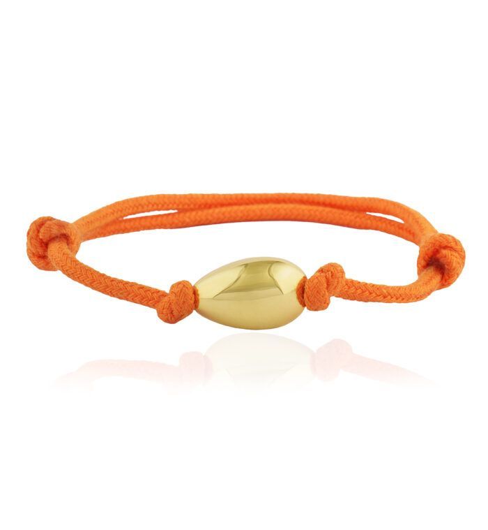 SKU: 05-001117 Pulsera unisex con Pepita de oro de 18k. Acabada con nudos marineros autoajustable