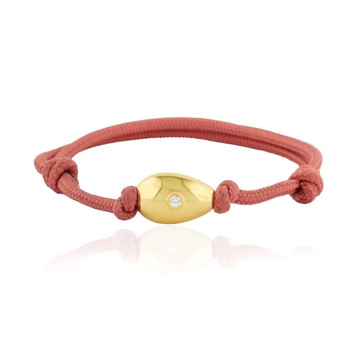 SKU:05-001118B Pulsera ajustable unisex de macramé con pepita de oro 18K Pulsera pepita oro 18k con un diamante