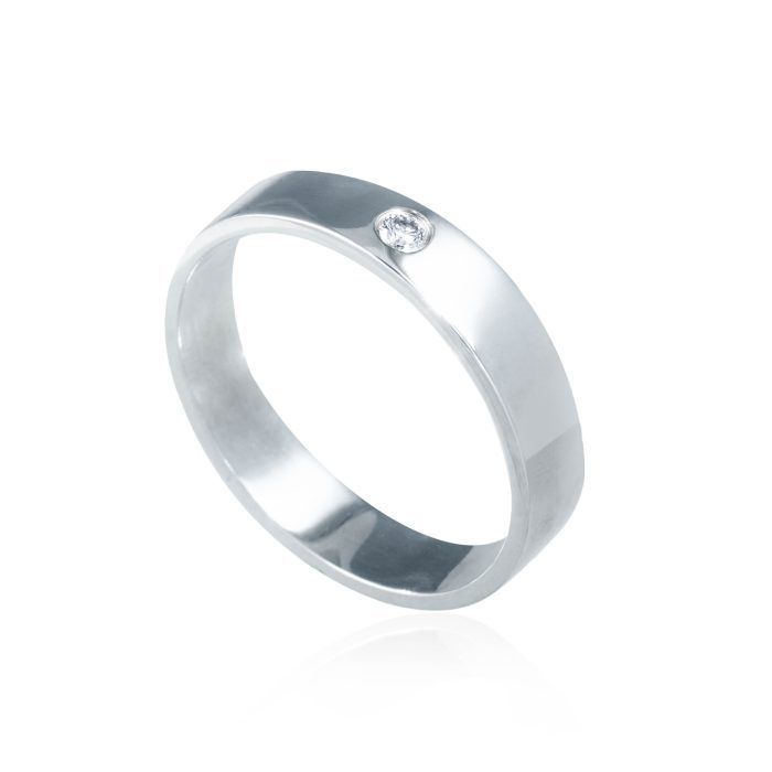 SKU: 171-GOB/1 Alianza matrimonio de oro blanco 18k cuadrada con diamante