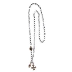 SN018X Colgante-collar Plata de Palo calavera y ónix