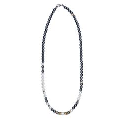 SN047X Collar Plata de Palo calaveras Jemaa de Plata 925, perlas de agua dulce y hematites