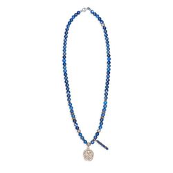 SN050X Collar Plata de Palo hombre calavera modelo Nadir medalla de Lapislázuli, Bronce y Plata 925