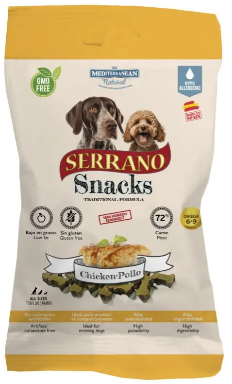 Snack para perros sabor pollo 100gr de Mediterranean natural
