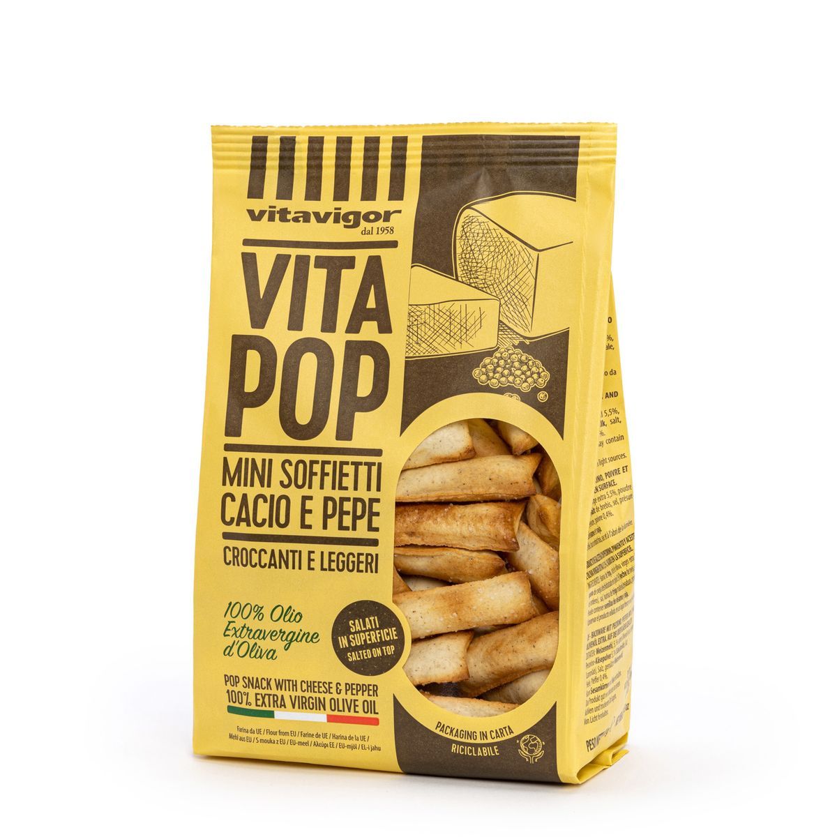Snack VitaPop Mini Grissini Queso y Pimienta 120g