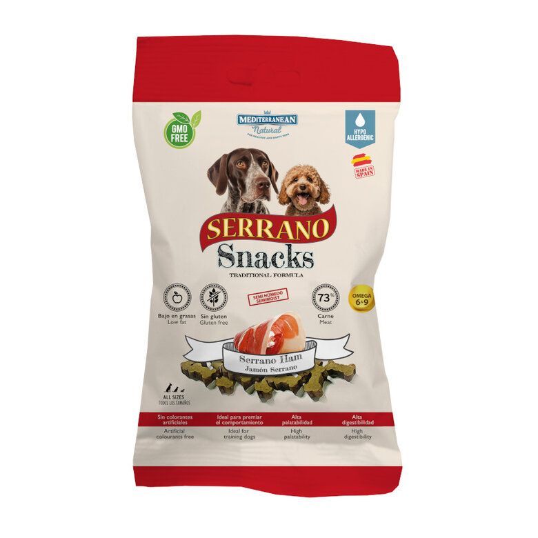 Snacks para perros jamón serrano premios 100gr de Mediterranean natural