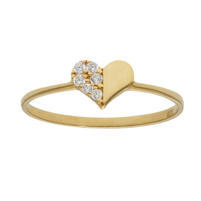 SO-S1016 Anillo corazón y circonitas en oro de 18K versátil y significativo