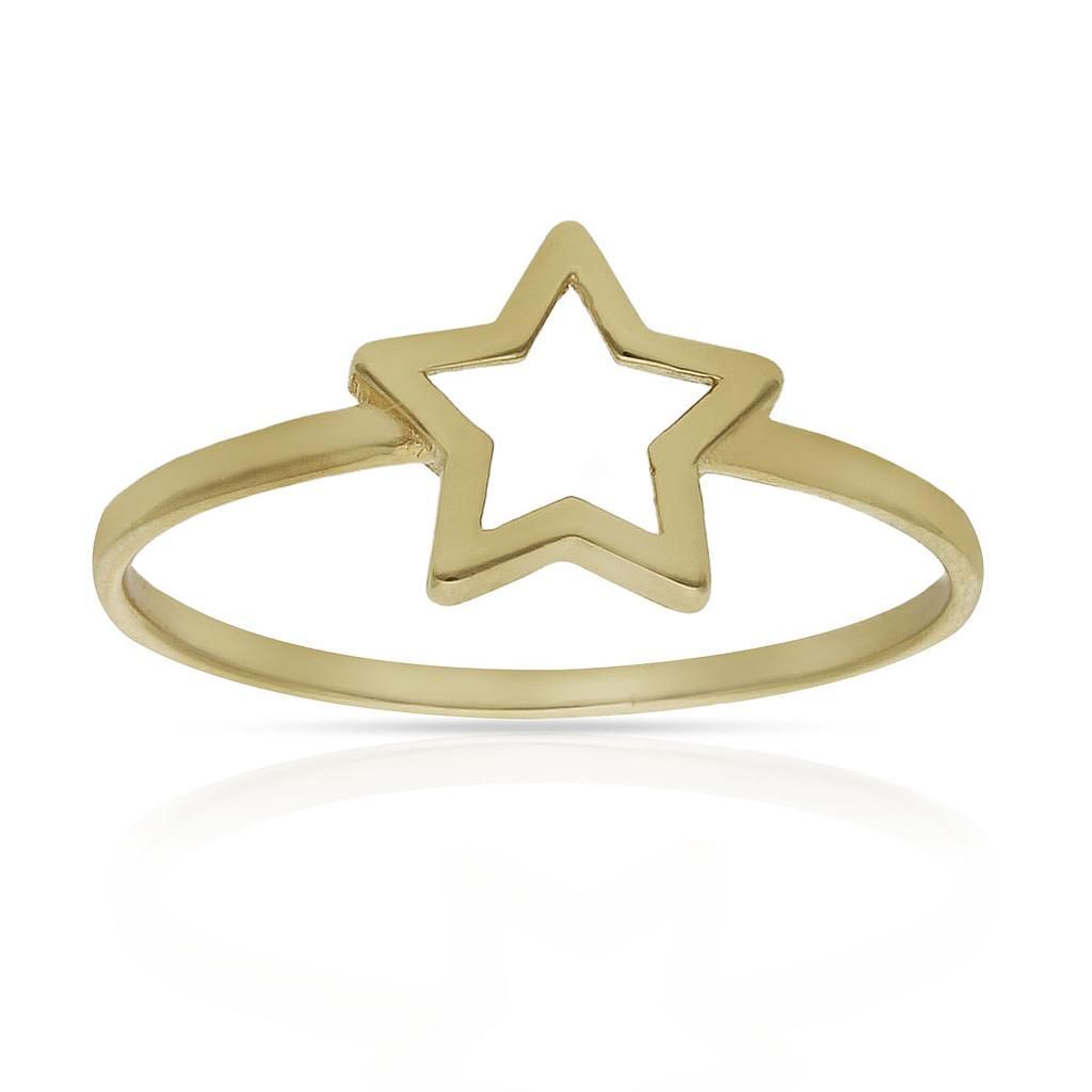 SO-S1364 Anillo de oro 18K estrella calada acabado en brillo