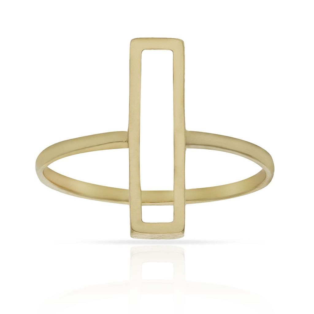 SO-S1378 Anillo oro de 18K con forma de triángulo calado acabado en brillo