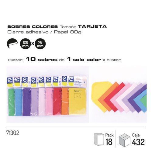 Sobre -10un- Colores Tama�O Tarjeta71302