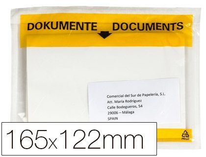 Sobre Autoadhesivo Q-Connect Portadocumentos Multilingue 165X122 mm Ventana Transparente Paquete de 100