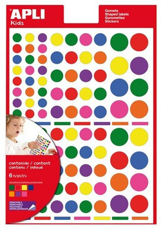 Sobre con 6 hojas de gomets removibles