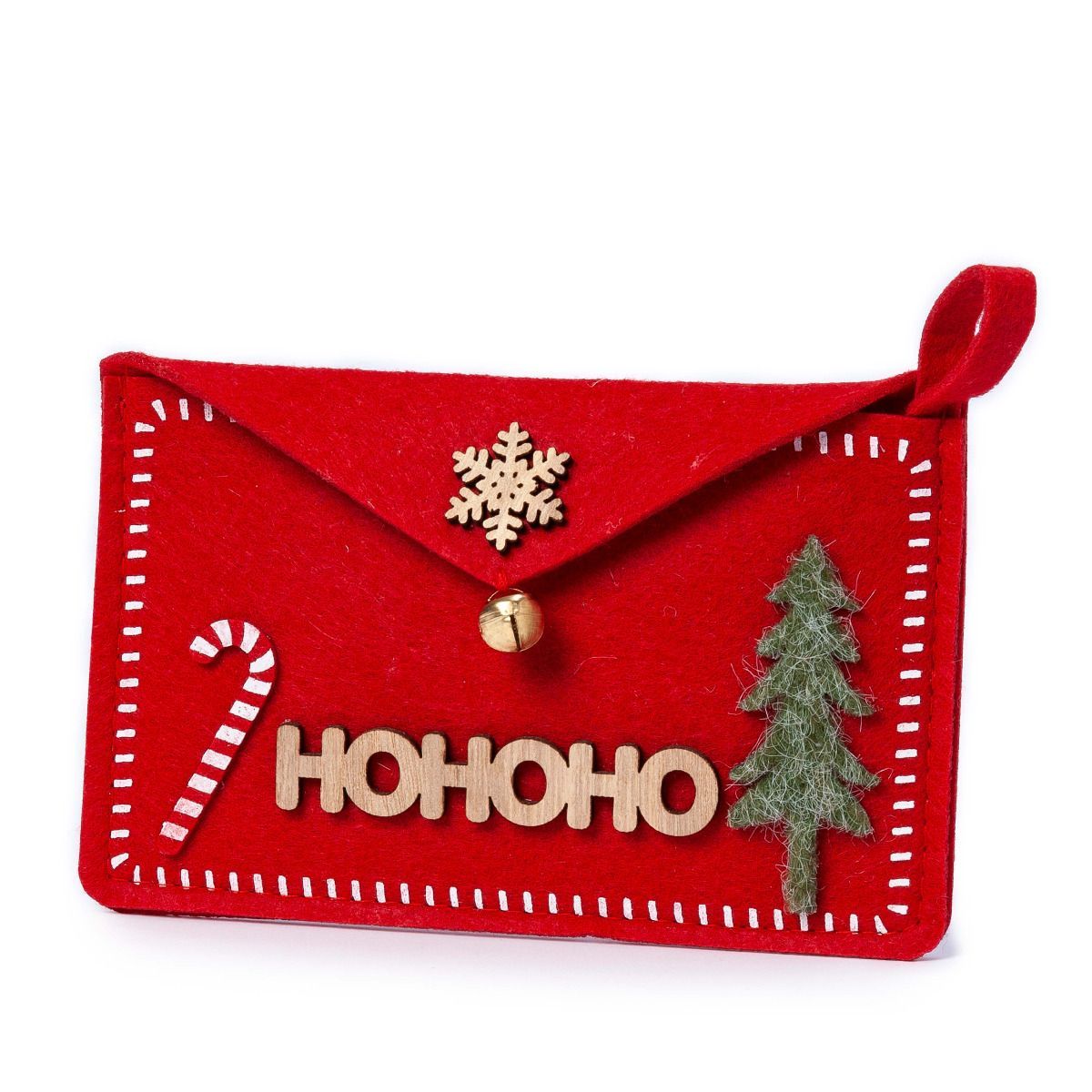 Sobre fieltro rojo letrero madera HOHOHO, min.2