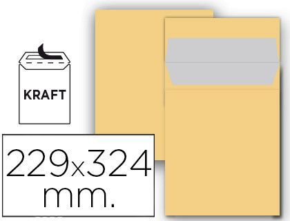 Sobre Liderpapel Bolsa N 7 Kraft Din C4 229X324 mm Tira de Silicona Paquete de 25 Unidades