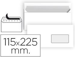 Sobre Liderpapel N 4 Blanco Americano Ventana Derecha 115X225 mm Tira de Silicona Paquete de 25 Unidades