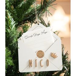 Sobre Madera Nombre Personalizable para Árbol de Navidad Color Blanco Vintiun