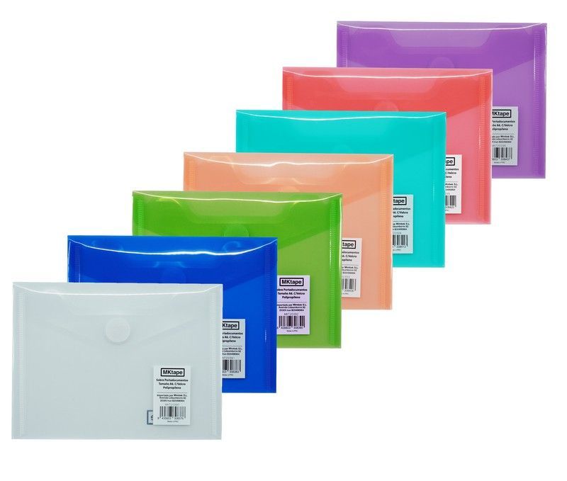 Sobre portadocumentos A6 con cierre de velcro. 7 colores