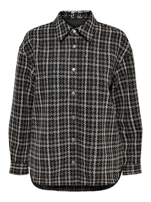 Sobrecamisa oversize de cuadros grandes & lurex Only Black