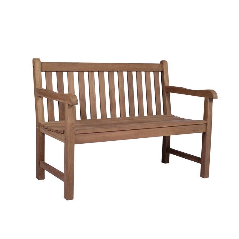 Sofá de 2 plazas para exterior de madera de teca en miel, 120 x 60 x 92 cm | Danao