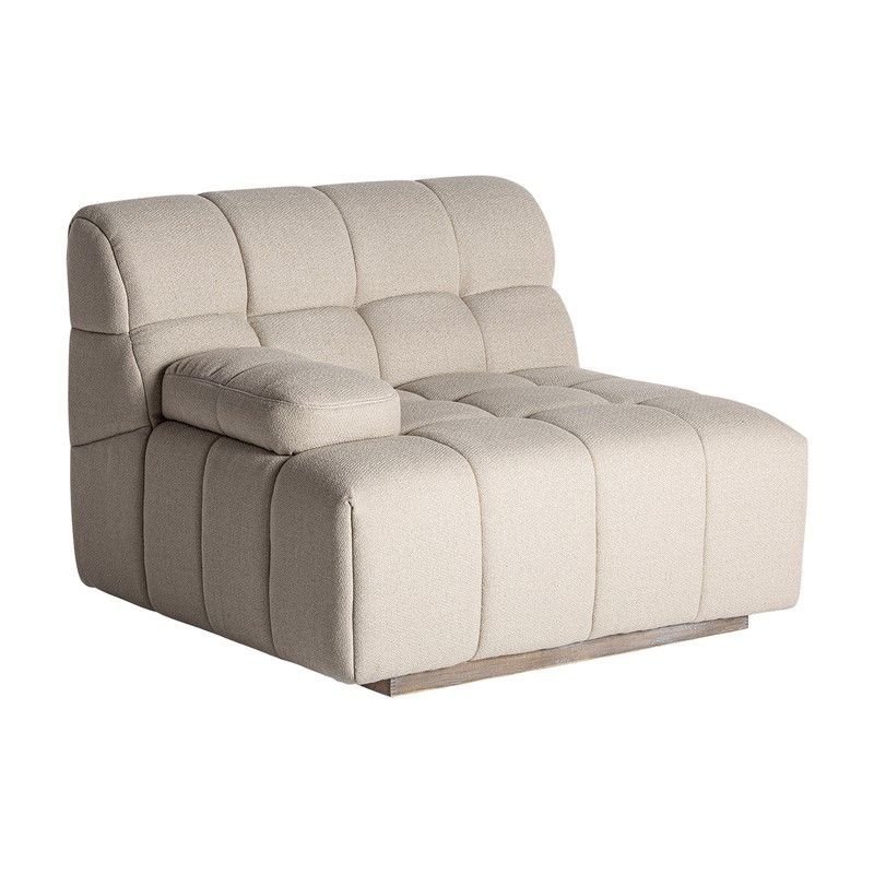 Sofá modular con brazo a la izquierda de tejido y madera en beige, 95 x 95 x 63 cm | Winzer