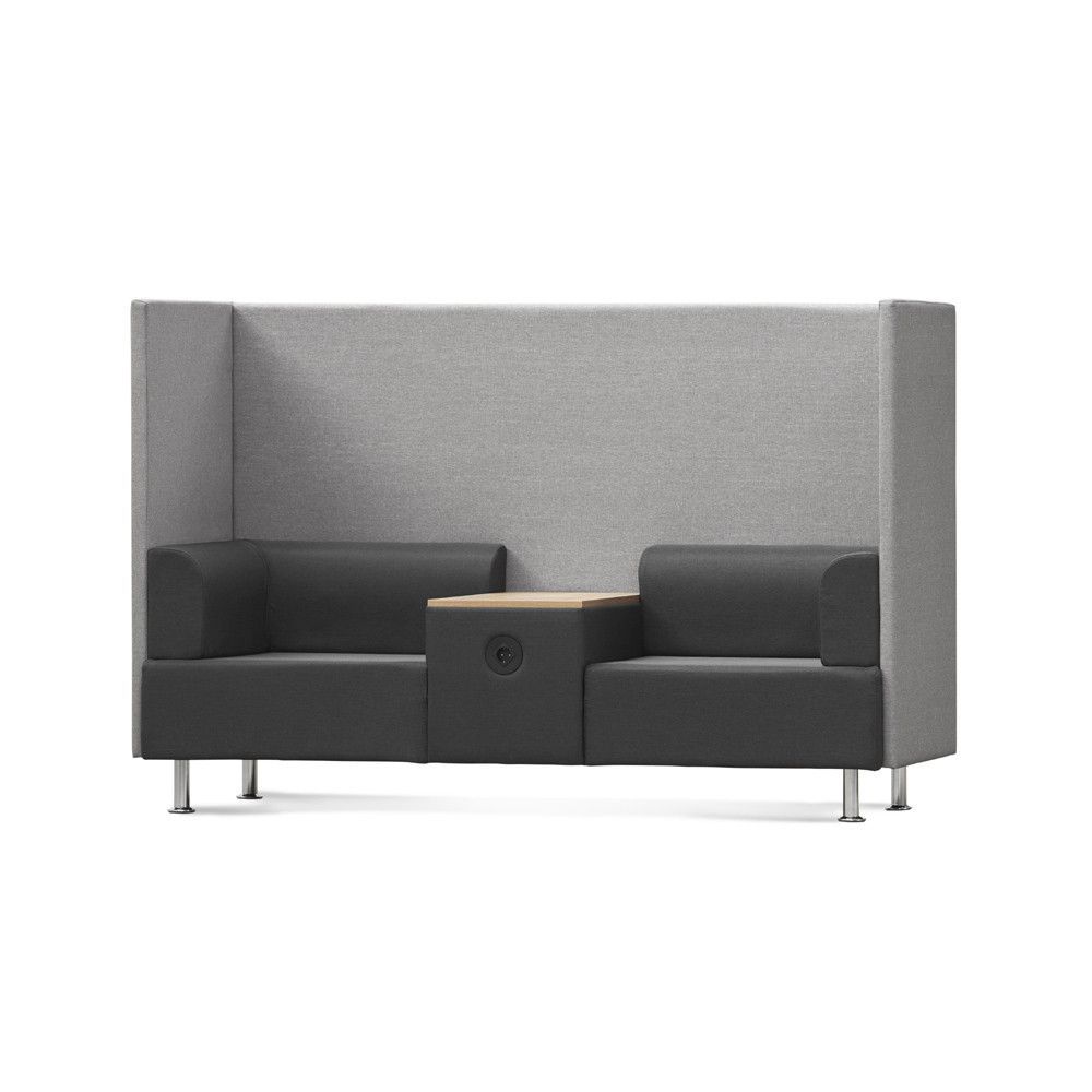 Sofá Soft Seating Doble + Mesa 200x129x68 cm Color Negro/Gris